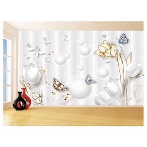 Papel De Parede 3D Floral Textura Sala Flores 3,5M Xfl265