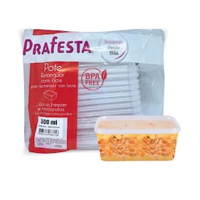 Marmita Com Tampa Lacre Microondas Freezer 500Ml 30Und