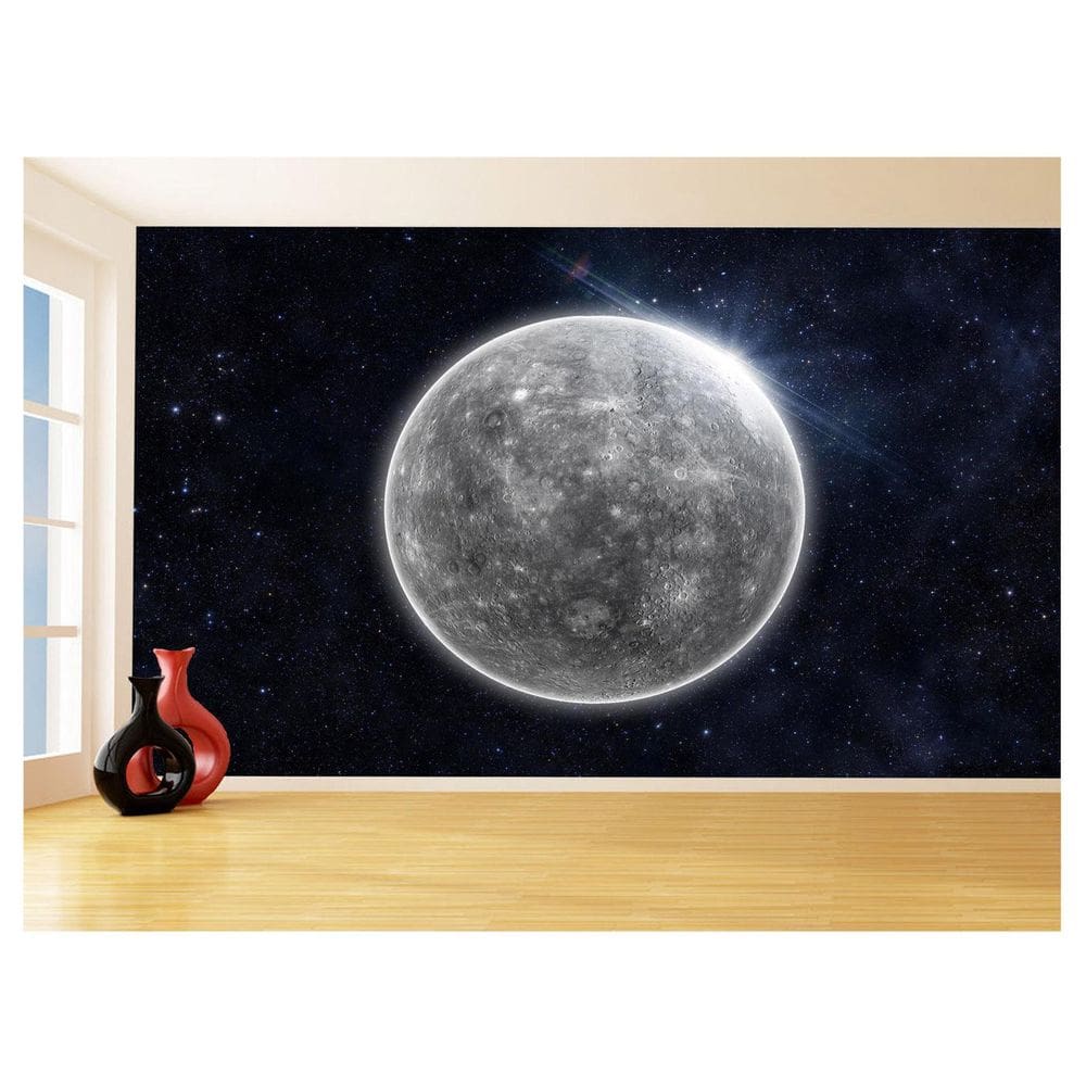 Papel De Parede 3D Espaço Estrelas Lua Cheia 3,5M Nsp153