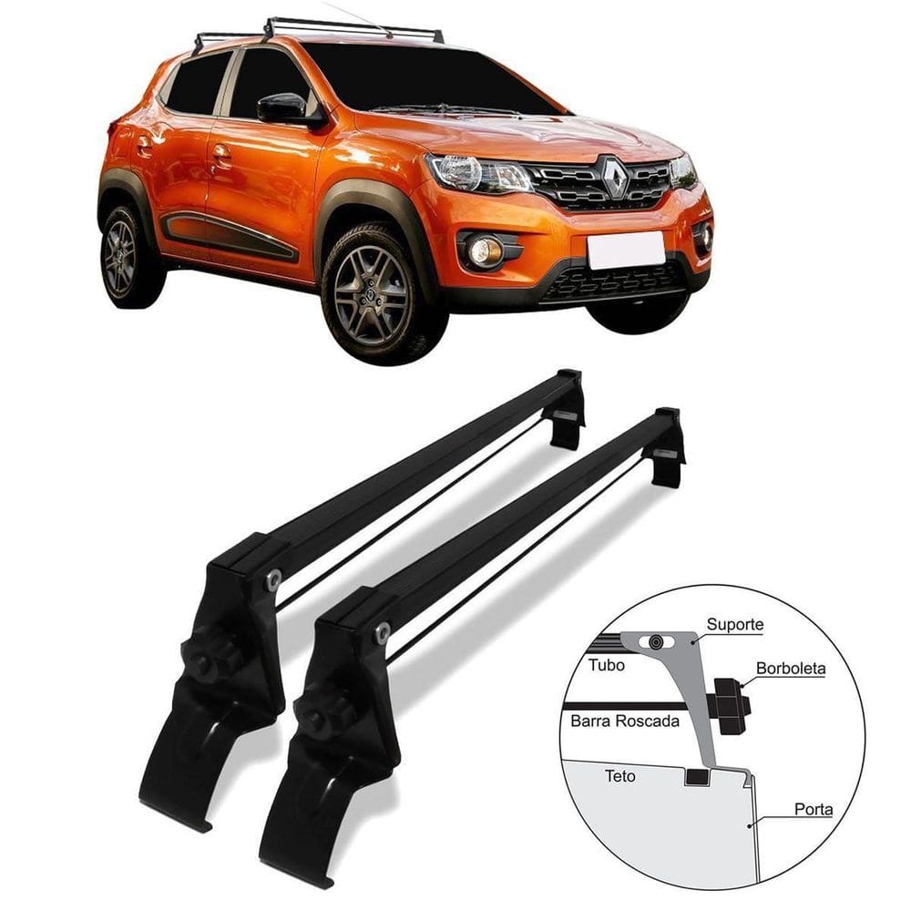 Rack De Teto Vhip Aço Travessa Renault Kwid 2019