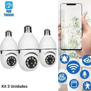 Câmera wi-fi segurança 360 graus ip sem fio encaixe lampada