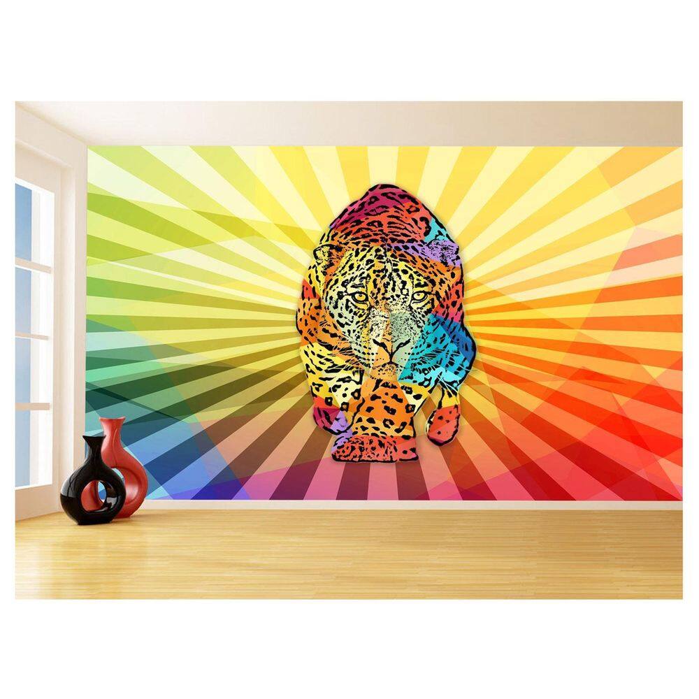 Papel De Parede 3D Animais Pop Art Onça Pintada 3,5M Pxa81