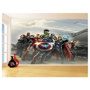Papel De Parede Heróis Vingadores Equipe Céu 3,5M Nhma279