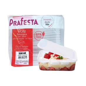 Potinhos Para Marmita Descartavel Tampa Com Lacre 350Ml 20U