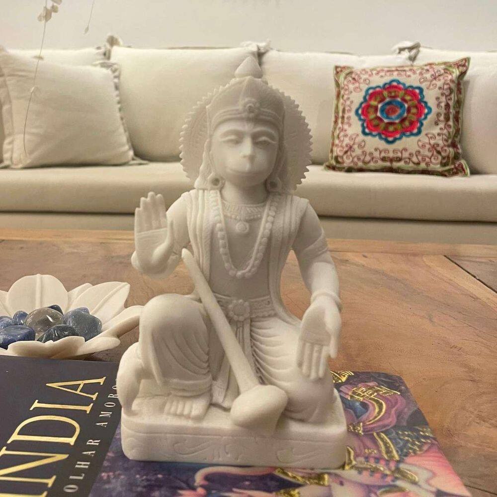Escultura Hanuman De Pó De Mármore 16Cm