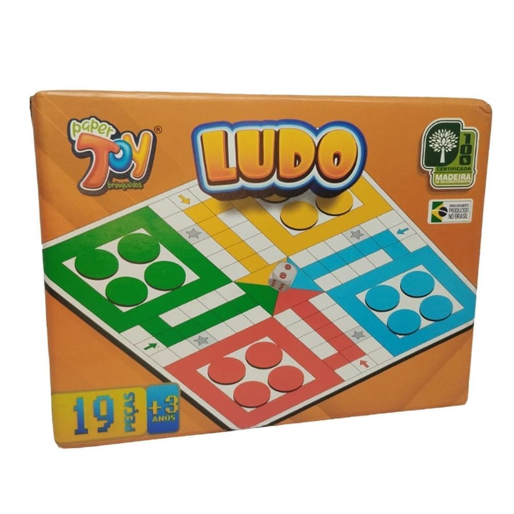Brinquedo Ludo Em Mdf +3 Anos 19 Peças Paper Toy