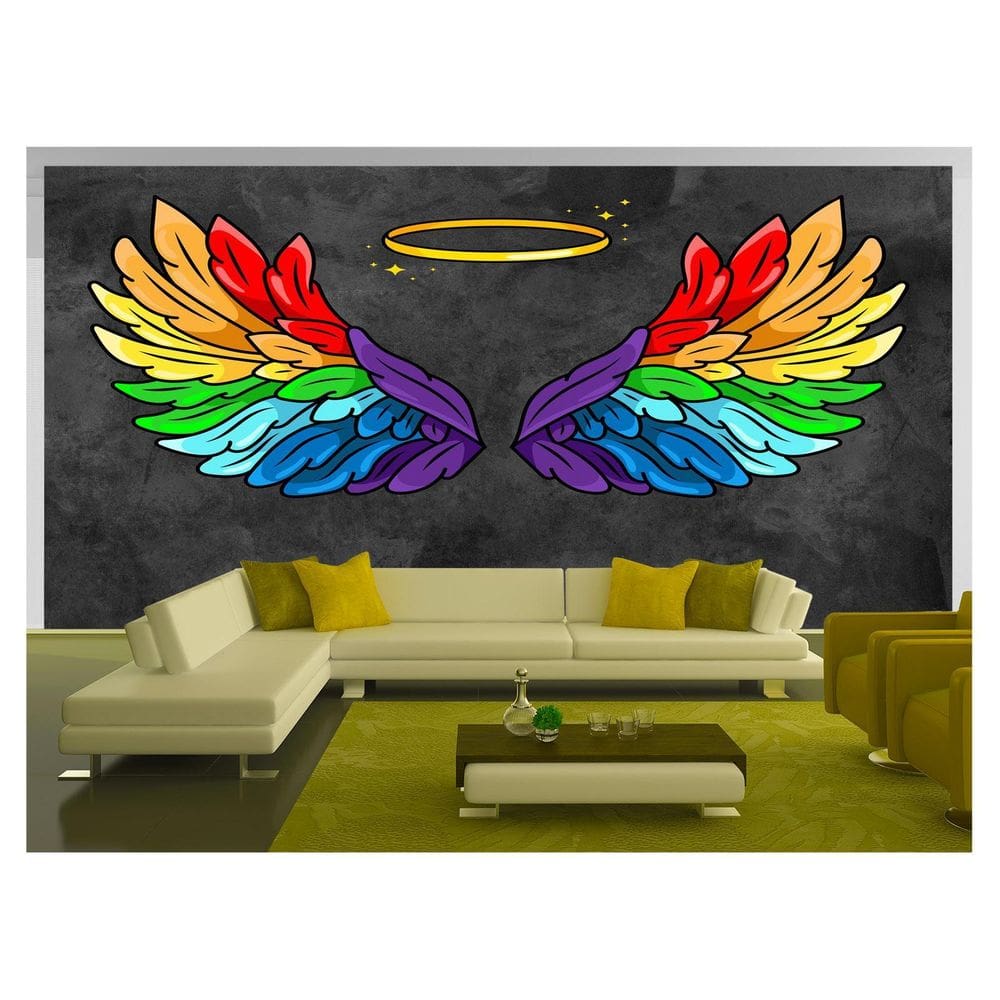 Papel De Parede 3D Arte Asas Selfie Insta Cores 3,5M Tra414