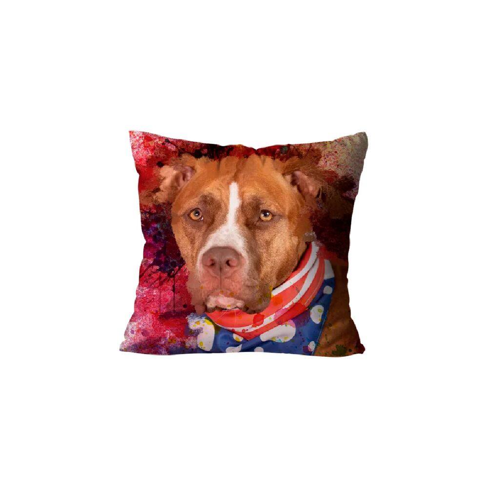 Capa para Almofada Decorativa Pitbull Colorido