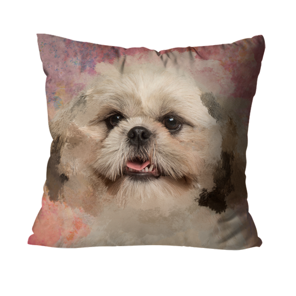 Capa para Almofada Decorativa Shih-tzu Bege