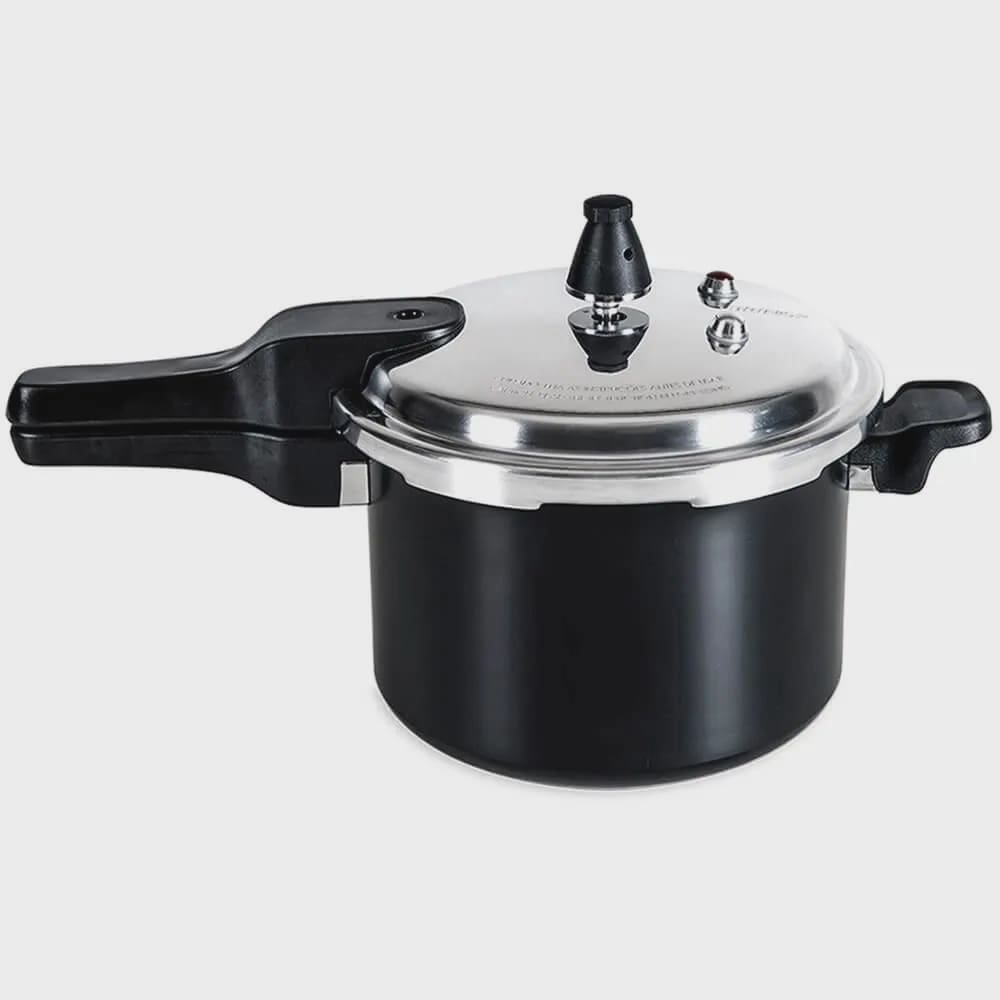 Panela de Pressão 5,4L Brinox Indução Antiaderente Com Fechamento Externo E Trava De Segurança Preto