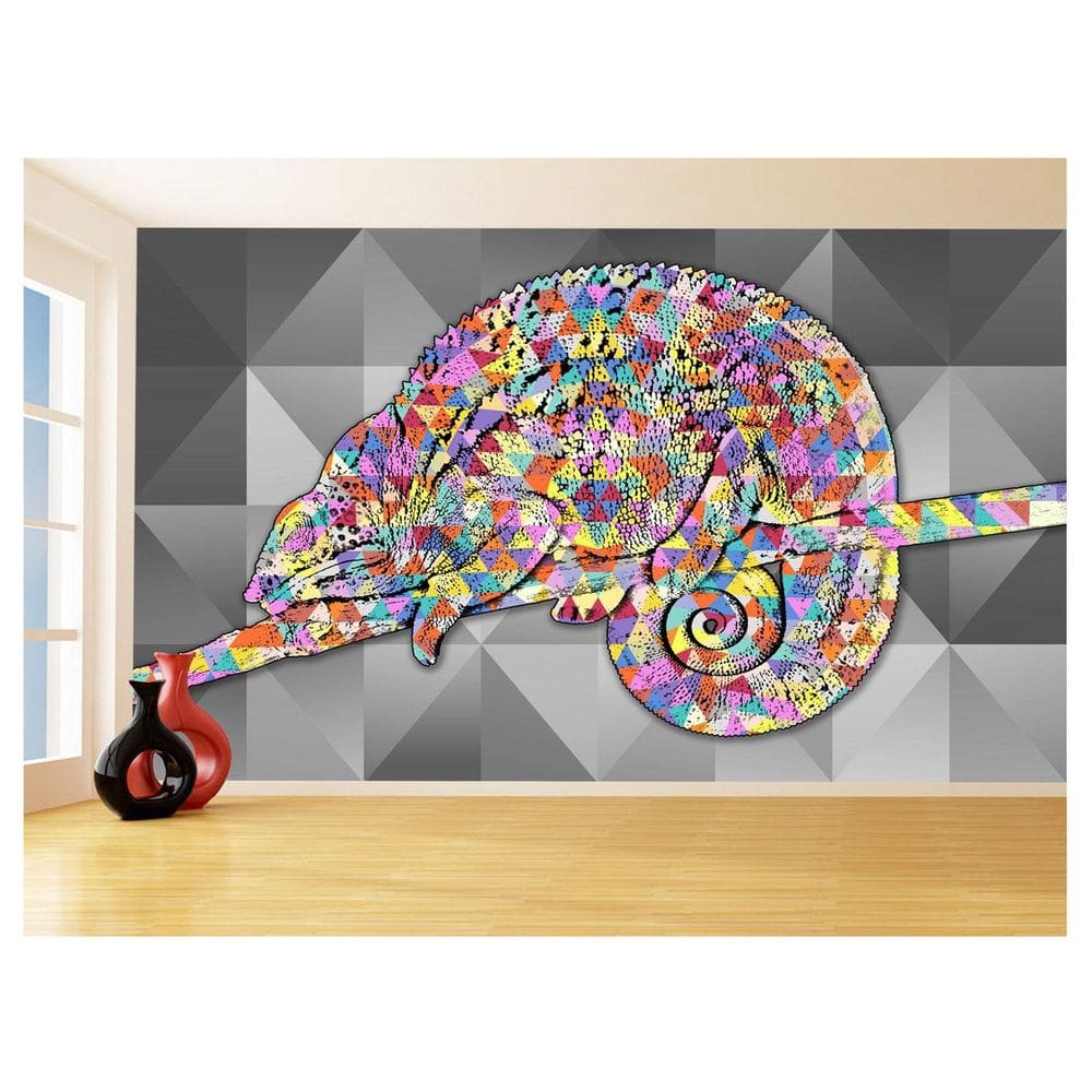 Papel De Parede 3D Animais Pop Art Camaleão Pet 3,5M Pxa25