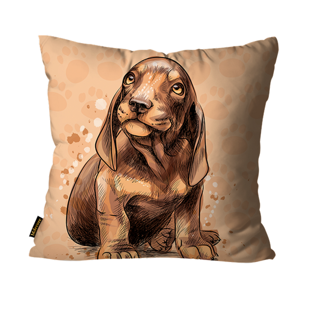 Capa para Almofada Mdecore Dachshund Bege