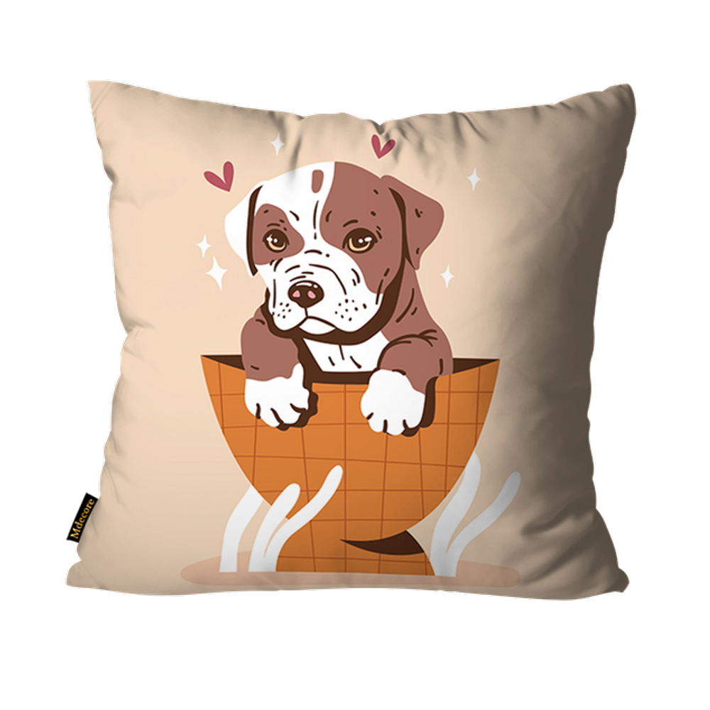 Capa para Almofada Mdecore Pit Bull Bege