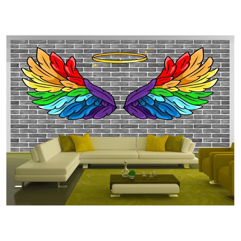 Papel De Parede 3D Arte Asas Selfie Insta Cores 3,5M Tra447