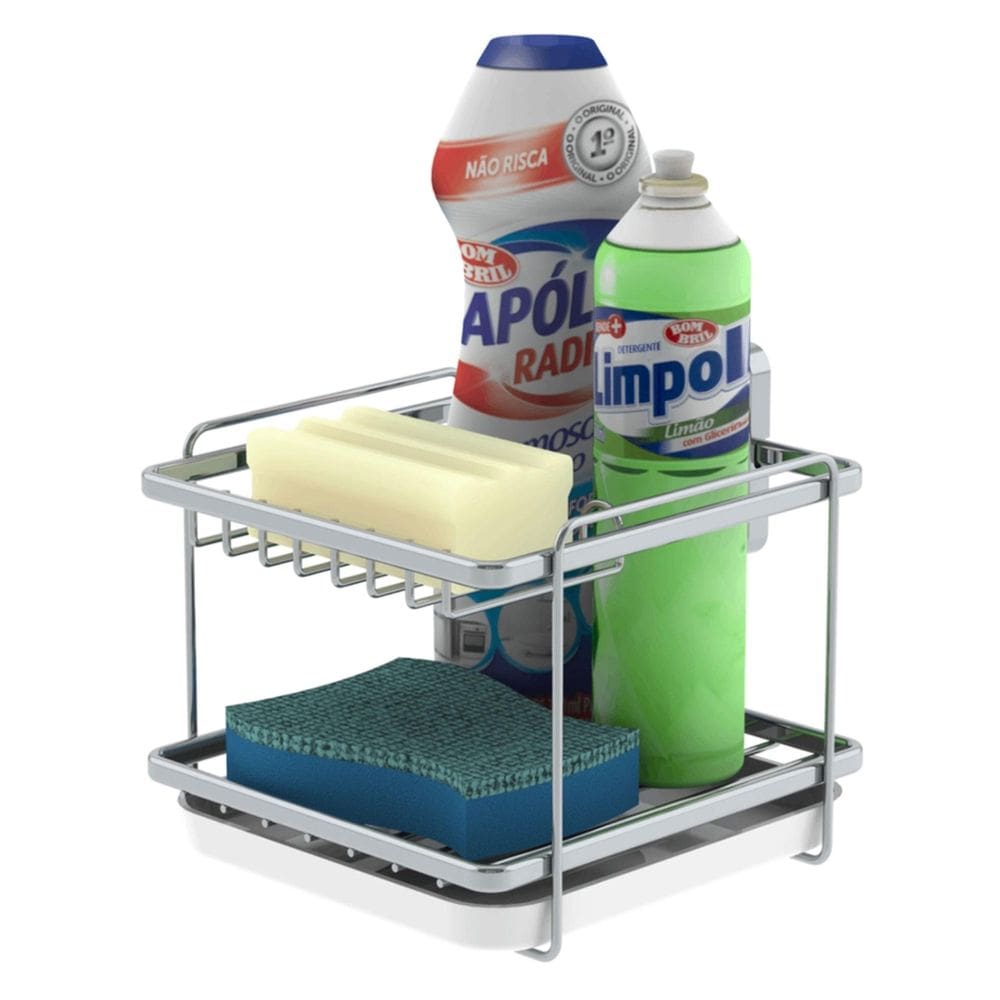 Suporte Cozinha Pia Porta Detergente Com Ventosa Cromado
