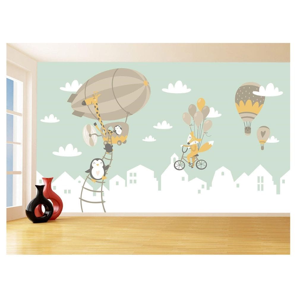 Papel De Parede 3D Infantil Bebê Balão Balões 3,5M Azs327