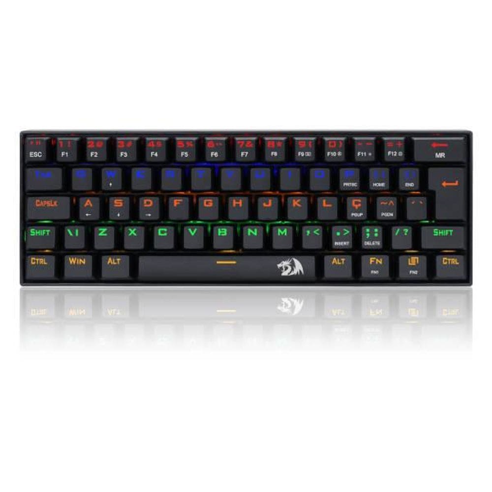 Teclado gamer mecânico compacto Lakshmi, ABNT2 Switch MK2 DIY BLUE, K606R, REDRAGON