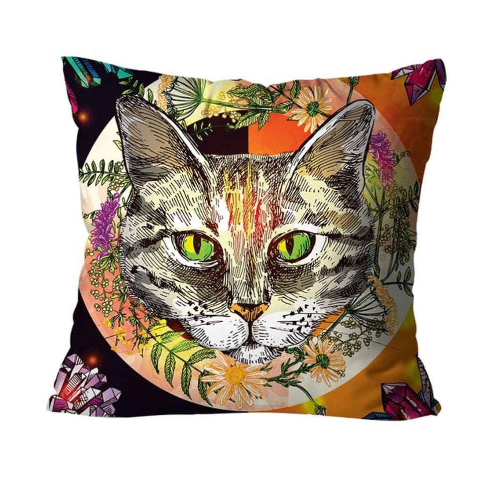 Capa para Almofada Mdecore Gato Colorida