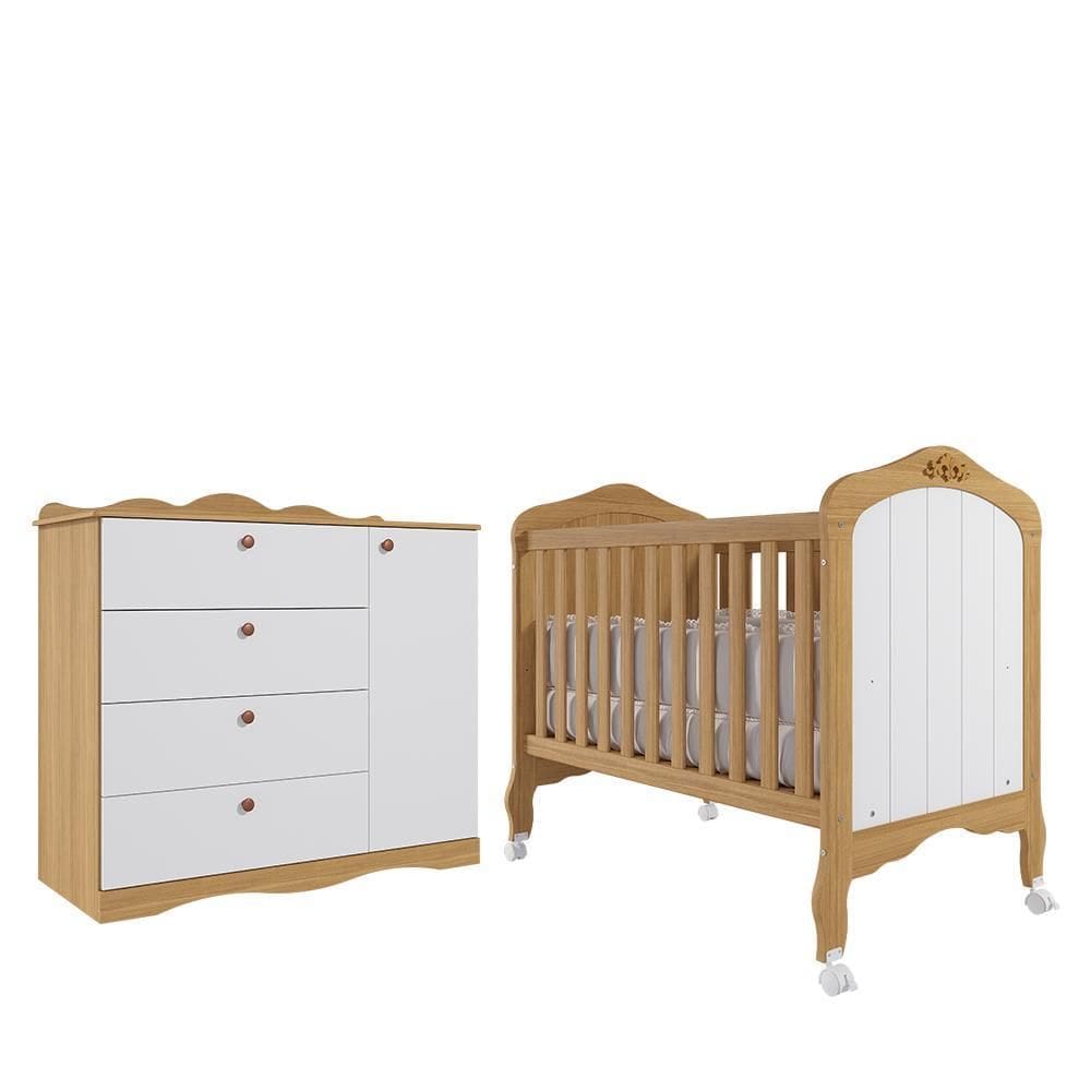 Jogo de Quarto Infantil Cômoda Encanto e Berço Harmonia - Permóbili Baby