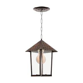 Lustre Pendente Blumenau Colonial Quadrado Vidro Liso Cobre E27 Bivolt