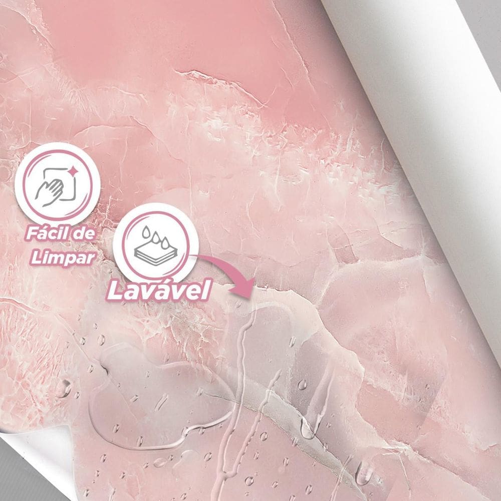 Papel De Parede Painel 3D Mármore Rosa Claro Vinílico 3,5M