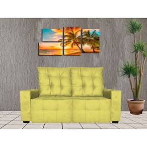 Sofa Retratil e Reclinavel 2 Metros Elano Amarelo