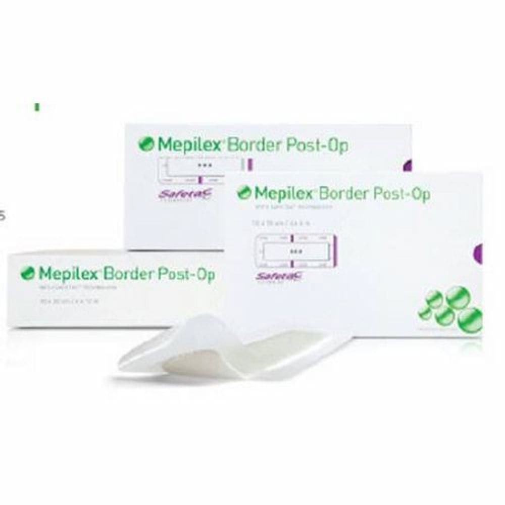 Molho de espuma Mepilex Border Post-Op 4 x 10 polegadas adesivo retangular com borda estéril 5 unidades da Molnlycke (pacote com 2)