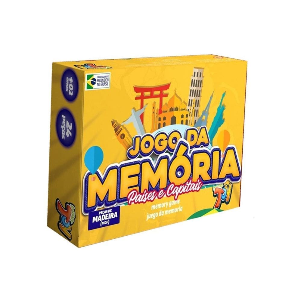 Brinquedo Jogo Da Memória Países E Capitais Em Mdf 24 Peças