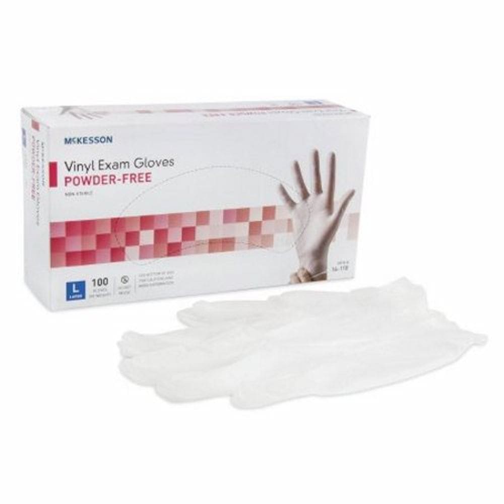 Luva de exame de vinil padrão punho grande transparente 100 unidades da McKesson (pacote com 2)