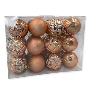 Kit Bolinhas Árvore Natal Enfeite Decoração Rose Gold 24un