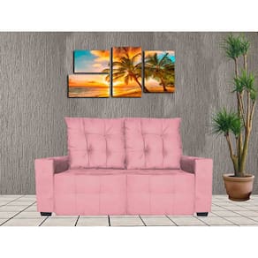 Sofa Retratil e Reclinavel 2 Metros Elano Rosa