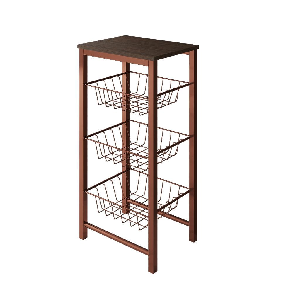 Fruteira de Chão Cozinha Desmontada Aço Preto Tampo Preto Madri