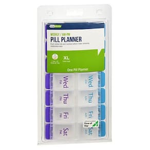 Lembrete de pí com botão de pressão Ezy Dose 7 dias am/pm extra grande 1 cada por Ezy Dose (pacote com 6)