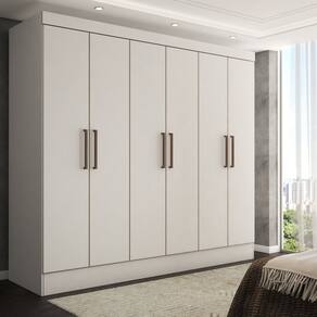 Guarda-Roupa Casal Nórdico 6 Portas 3 Gavetas Branco - Panorama Móveis