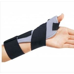 Tala de polegar ThumbsPica Thumb Spica Foam Mão Esquerda Preto/Azul Tamanho único para a maioria 1 cada por DJO (pacote com 2)