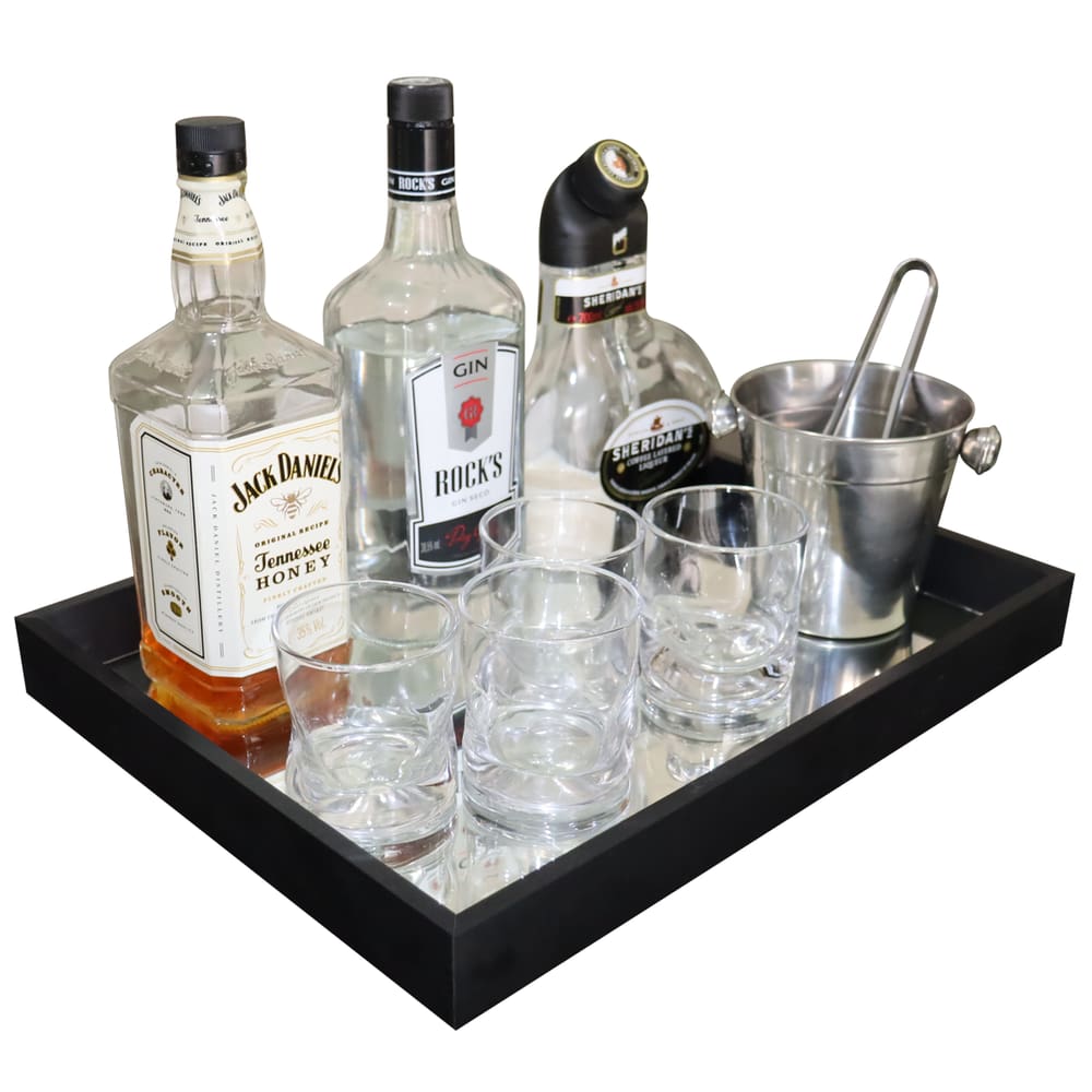 Bandeja Espelhada Decorativa Retangular Café Bebidas 33x43cm