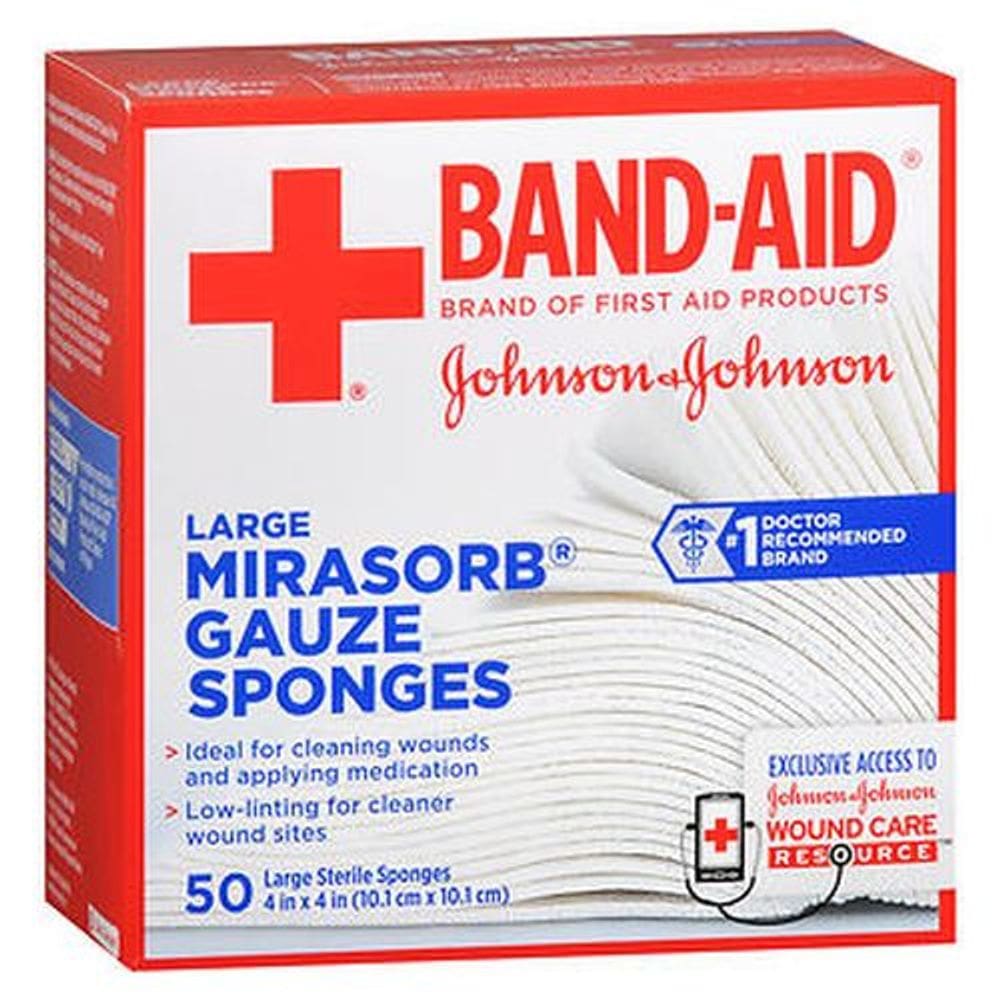 BAND-AID Miras Gaze Sponges Grandes 4 polegadas x 4 polegadas 50 Cada por Aveeno