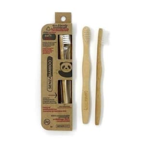 Escova de dentes de bambu macia infantil 1 unidade da Senzacare (pacote com 4)