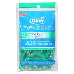 Escolhas de fio dental Oral-B Pro-Health + Scope Outlast Sabor de menta de longa duração 75 cada da Oral-B (pacote com 4)