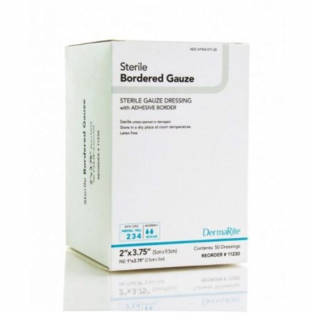 Curativo adesivo DermaRite 2 x 3-1/4 polegadas gaze quadrada branca estéril 50 unidades da DermaRite (pacote com 2)