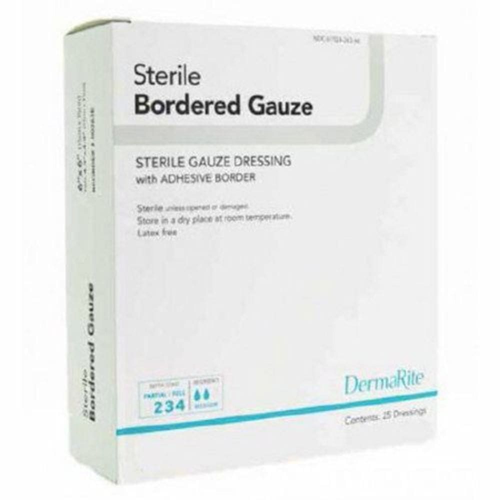 Curativo adesivo DermaRite 4 x 10 polegadas gaze retângulo branco estéril 25 unidades da DermaRite (pacote com 2)