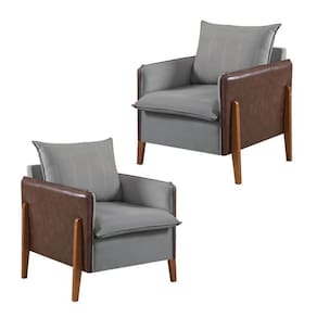 Kit 2 Poltronas de Veludo com Pés em Madeira Eucalipto Mm25 Martins Estofados Cinza