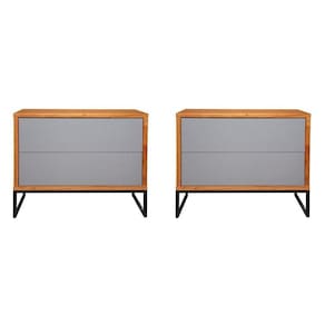 Kit 2 Buffet Minimalista 2 Gavetas Charlote Cinamomo/Grafite