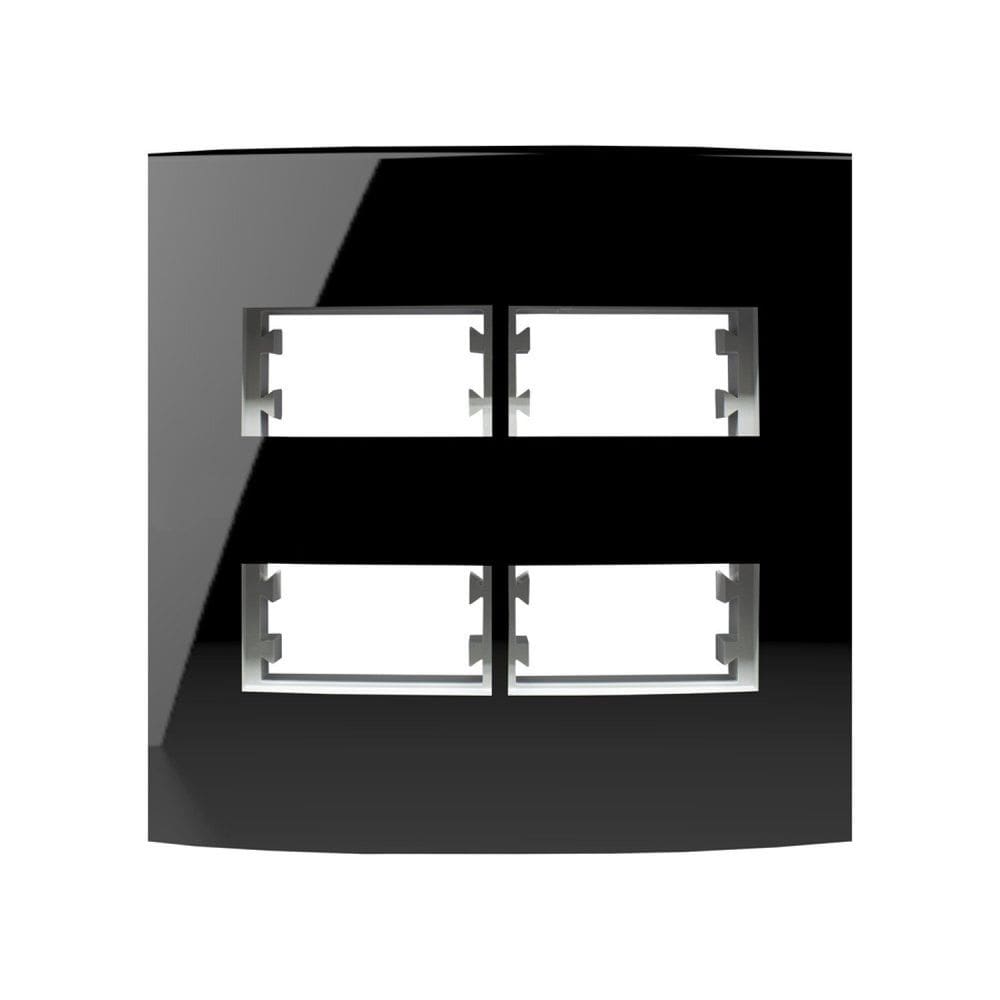 Placa 4X4 com Suporte Para 4 Módulos Distanciados Inova Pro Class Alumbra Black Piano