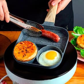 Frigideira 3 Em 1 Panela Antiaderente Ovo Hambúrguer E Carne
