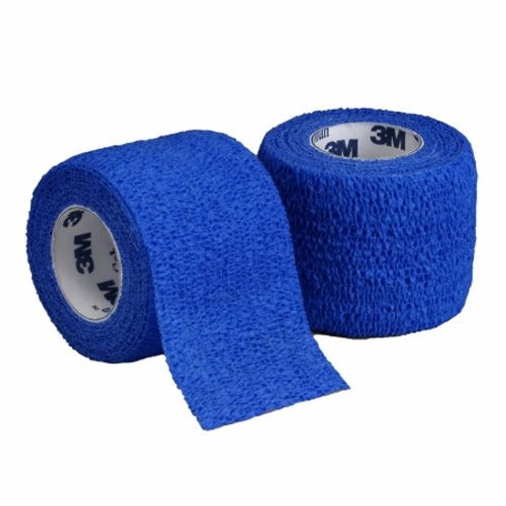 Curativo coeso 3M Coban 3 Polegada X 5 Jarda Padrão Compressão Fechamento Auto-aderente Fechamento Azul NãoSterile Azul 1 Cada por 3M