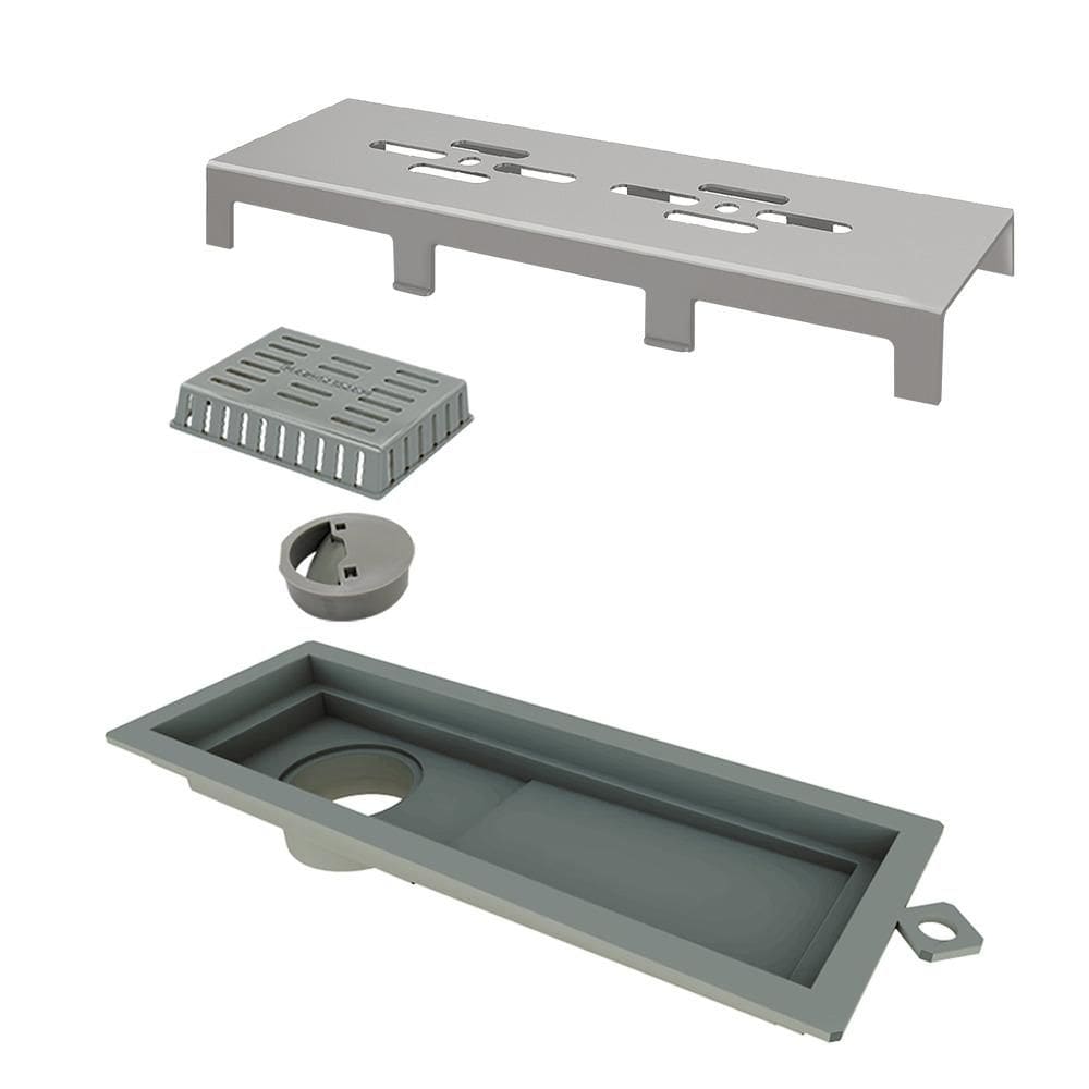 Ralo Linear Inox 25 cm Base PVC Inox Escovado Vazado Tiny