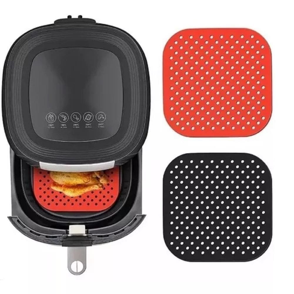 Kit 2 Tapete De Silicone Airfryer Fritadeira 18,5cm Quadrado