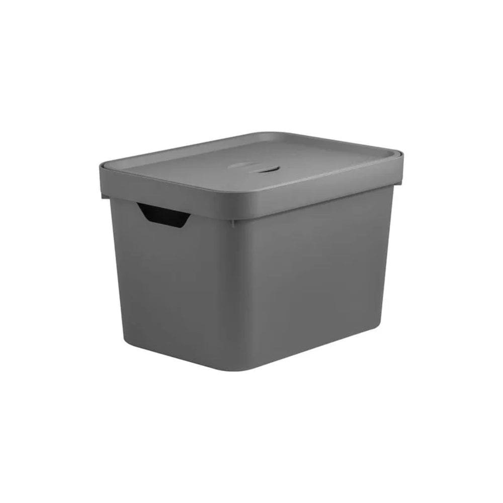 Caixa Organizadora Cube 18 Litros Com Tampa 36 x 27 x 24,5cm Cinza - Ou