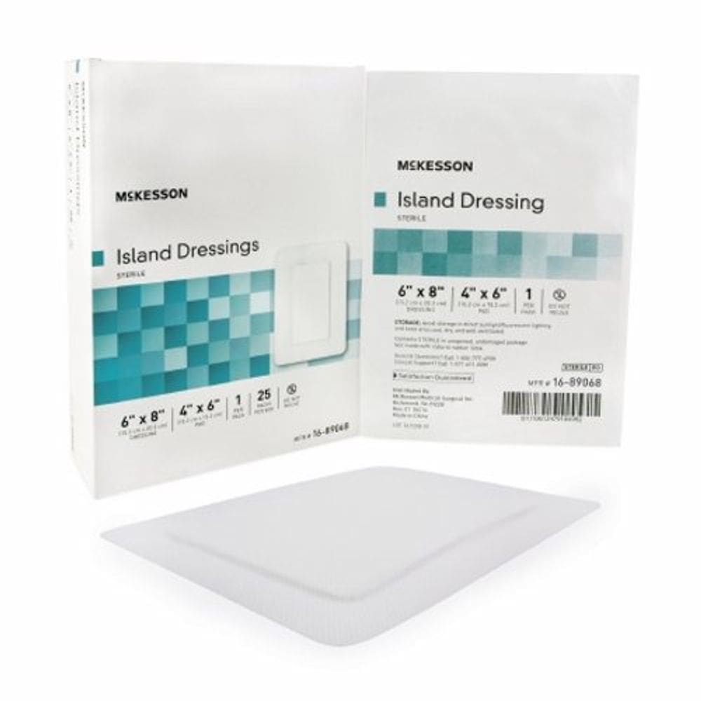 Curativo adesivo McKesson 6 x 8 polegadas polipropileno/rayon retângulo branco estéril branco 25 unidades da McKesson (pacote com 2)